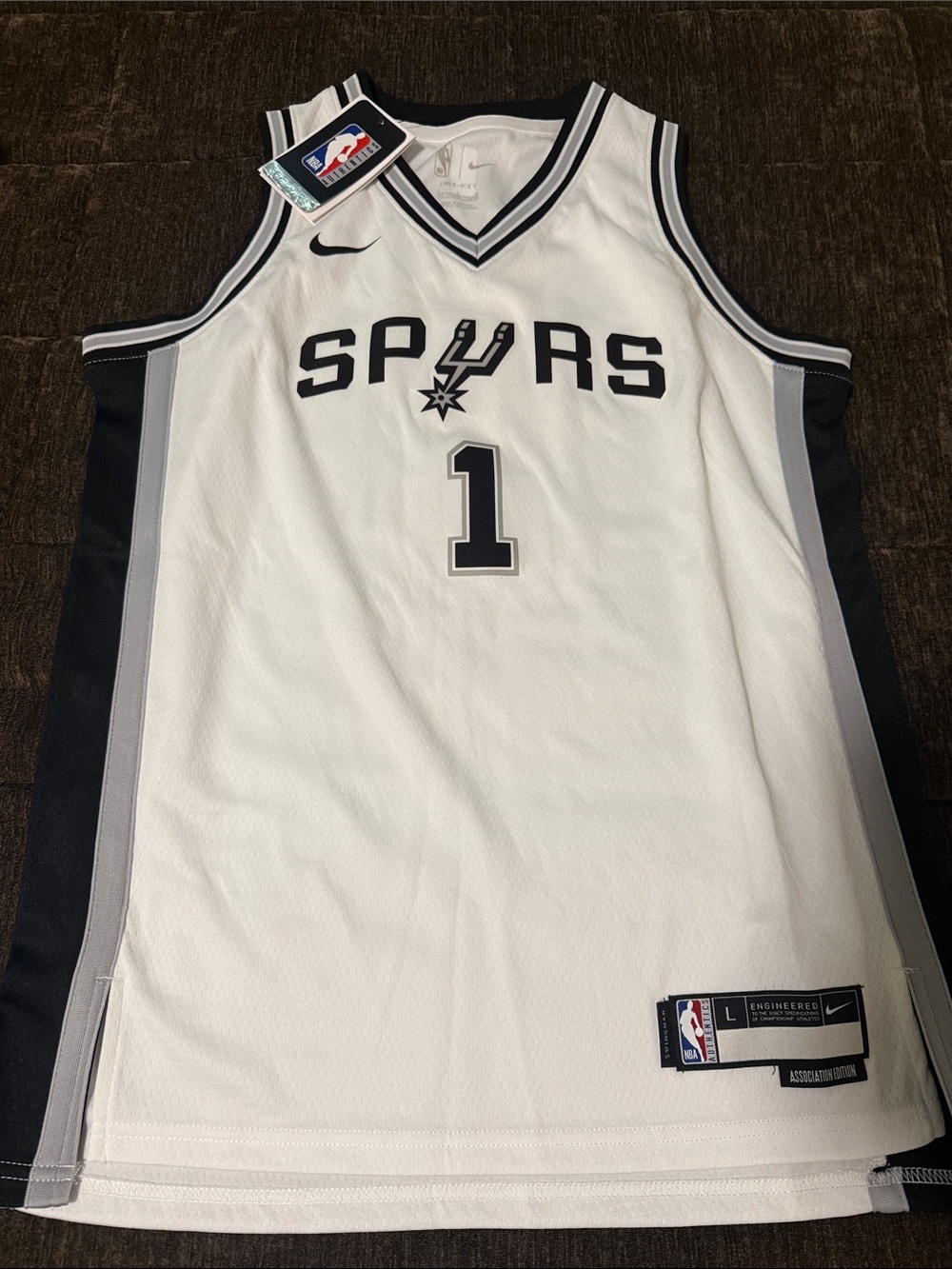Nike White and Black San Antonio Spurs #1 Basketball Jersey